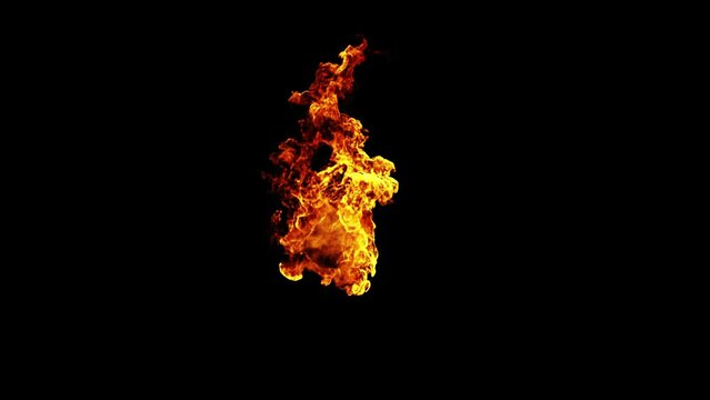 Fire Animation Overlay and alpha matte Graphic Elements. 3d illustration.