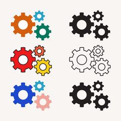 Settings Icon Set Flat Isolated, Setting Gear Icon Collection for corporate and business industry design