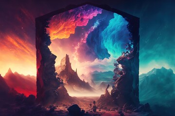 Colorful landscape portal fantasy