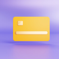 3d credit card icon for contactless payments. Financial transactions, payments, online banking, money transfers. Credit card for online payment concept, online buying. 3d render illustration