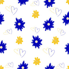 Seamless pattern in the Ukrainian style on a white background.