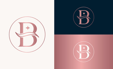 Jewelry Logo royal hotel spa massage cosmetic beauty letter B