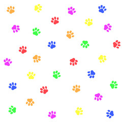Naklejka na ściany i meble Pattern with colorful paw prints