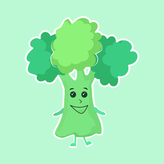 stickers green broccoli vector illustration