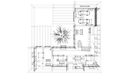 Modern house architectural 3d rendering 