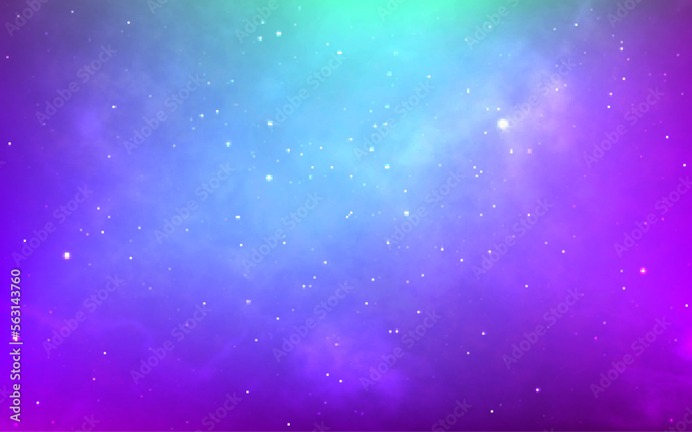 Wall mural nebula background. realistic blue galaxy. magic cosmos texture with shining stars. colorful starry s