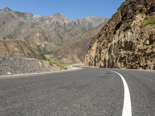 Highway in the Pamir Mountains.