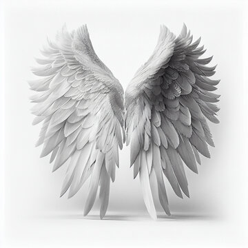 angel wings isolated on white background. Illustration Generative AI