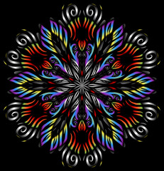 Beautiful colourful gradient line art of indonesian traditional abstract batik dayak ornament for design elements logo commercial  ads