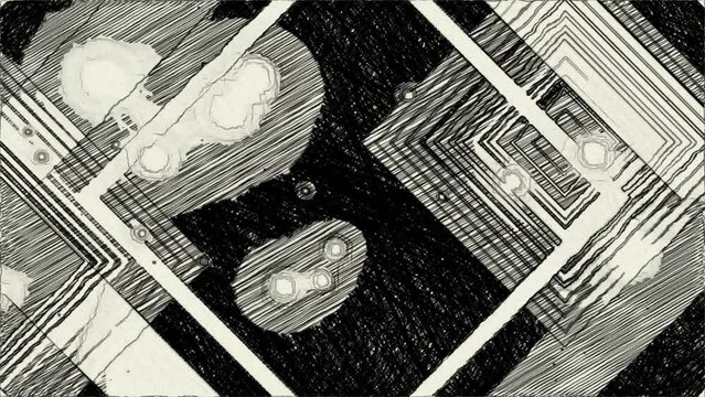 Many blocks hand draw animation