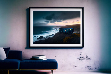 Fototapeta premium Framed Photo of Shipping Container Home - Generative Ai