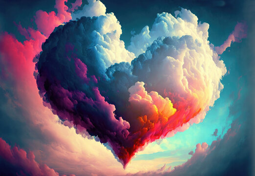 Valentine day. A different heart to use as romatic card. Generative AI