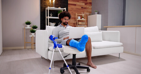 Injured Man With Broken Leg