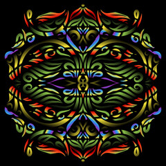 Beautiful colourful gradient line art of indonesian traditional abstract batik dayak ornament for design elements logo commercial  ads