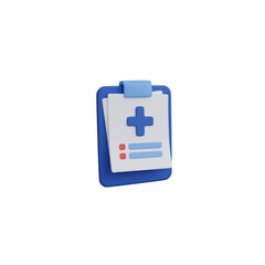 Medical clipboard icon 3D render icon isolated white background