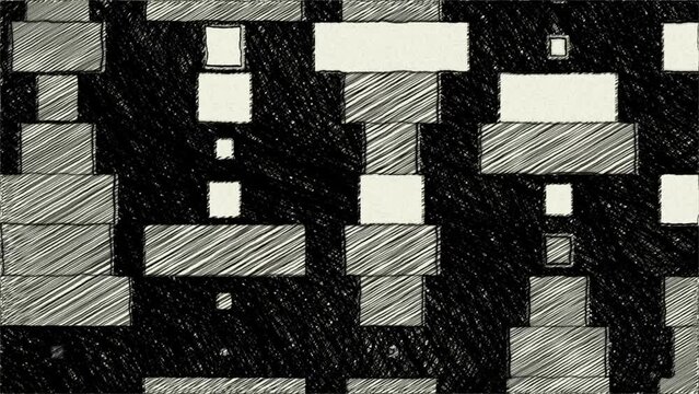 Many blocks hand draw animation