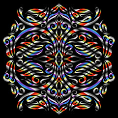 Beautiful colourful gradient line art of indonesian traditional abstract batik dayak ornament for design elements logo commercial  ads