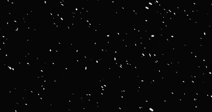  Loopable motion with falling snow isolated on black background in 4K