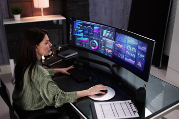 Business Woman Analyst Using KPI Data