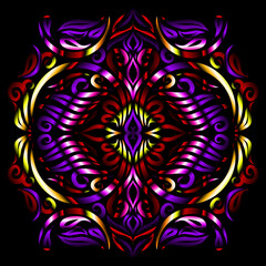 Beautiful colourful gradient line art of indonesian traditional abstract batik dayak ornament for design elements logo commercial  ads