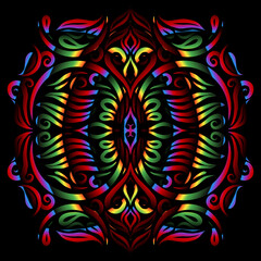 Beautiful colourful gradient line art of indonesian traditional abstract batik dayak ornament for design elements logo commercial  ads