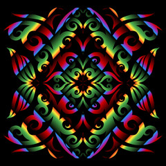 Beautiful colourful gradient line art of indonesian traditional abstract batik dayak ornament for design elements logo commercial  ads