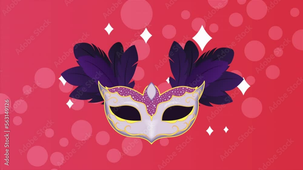 Sticker lilac mardi gras mask animation