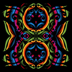 Beautiful colourful gradient line art of indonesian traditional abstract batik dayak ornament for design elements logo commercial  ads