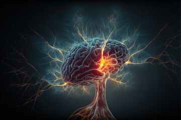 Stress or neuron on the brain. Neurology concept. Generative AI