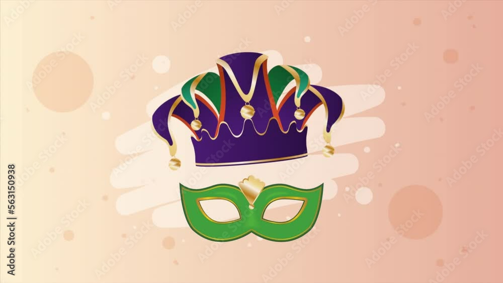 Wall mural mardi gras green mask animation