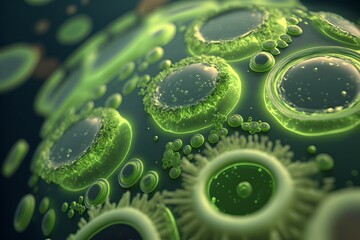 Green Algae Cells - obrazy, fototapety, plakaty