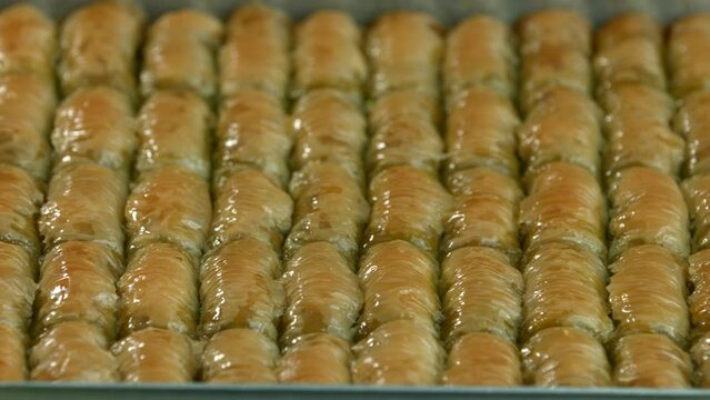 Traditional turkish baklava pistachio pastry. Dilberdudagi, ozel kesim baklava, cikolatali baklava, fistikli baklava, katmer, fistikli kadayif, kattafi, fistik sarma, soguk baklava, midye baklava, cev