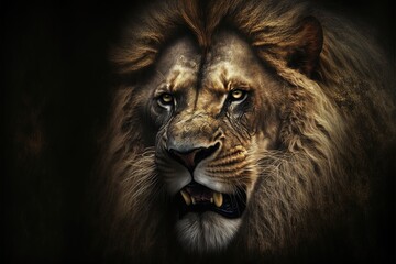 Naklejka premium lion in the night color art