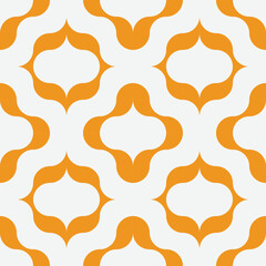 seamless white victorian geometric pattern with orange mosaic ornament