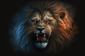 lion in the night color art