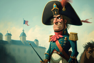 Emperor Napoleon - France - Cartoon - Generative AI - obrazy, fototapety, plakaty