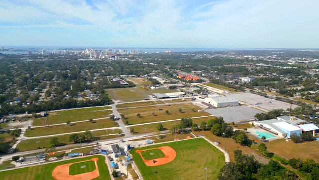 Aerial video Sarasota Fairgrounds landscape park