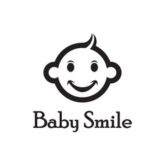 Cute Happy Baby Face Smile Logo Template