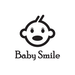 Cute Happy Baby Face Smile Logo Template