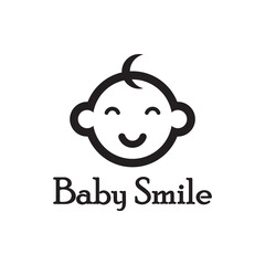 Cute Happy Baby Face Smile Logo Template