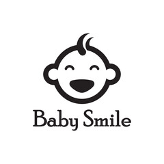 Cute Happy Baby Face Smile Logo Template