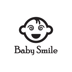 Cute Happy Baby Face Smile Logo Template
