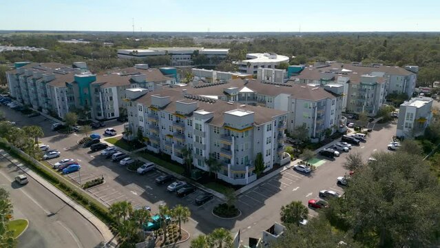 Aerial video 50 Paramount apartment building Sarasota FL USA