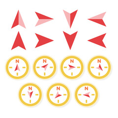 Cute compass with 4 main directions : north, south, east and west. The compass can guide the direction. Vector illustration on white background can be used in educational book.