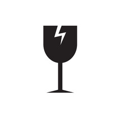 broken glass icon illustration on white background, perfect for cardboard labels with glassware contents