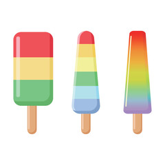 Rainbow ice pop vector illustration on white background. Cool ice pop is a great desert in summer!