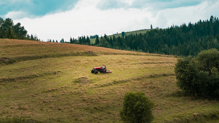 tractor in the field in Tatras near Osturna Slovakia
