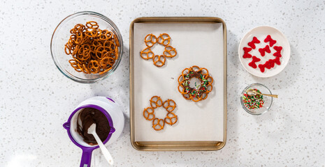Chocolate Pretzel Christmas Wreath