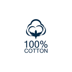 100% cotton icon.Natural organic cotton, pure cotton vector labels.logo vector illustration