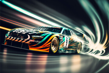 Illustration of Stylized Stock Car racing cars - Created with Generative Ai Technology